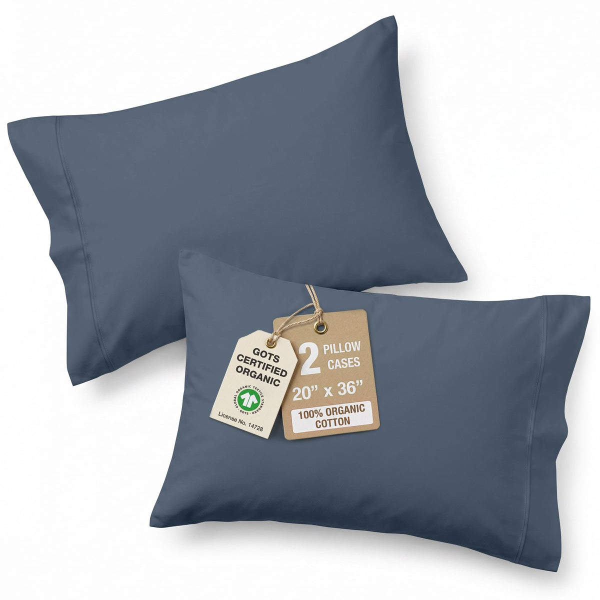 LANE LINEN 100% Organic Cotton Pillow Cases - Standard Size Set of 2 (20"x26") - Soft White Pillow Cases
