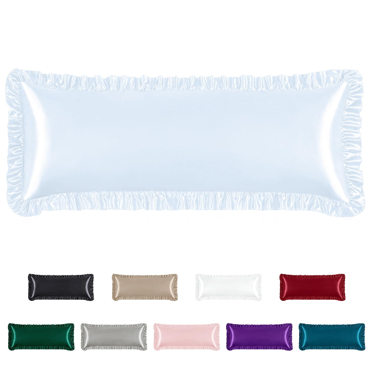 Homiest Blush Pink Ruffle Satin Pillowcase Set of 2, Standard