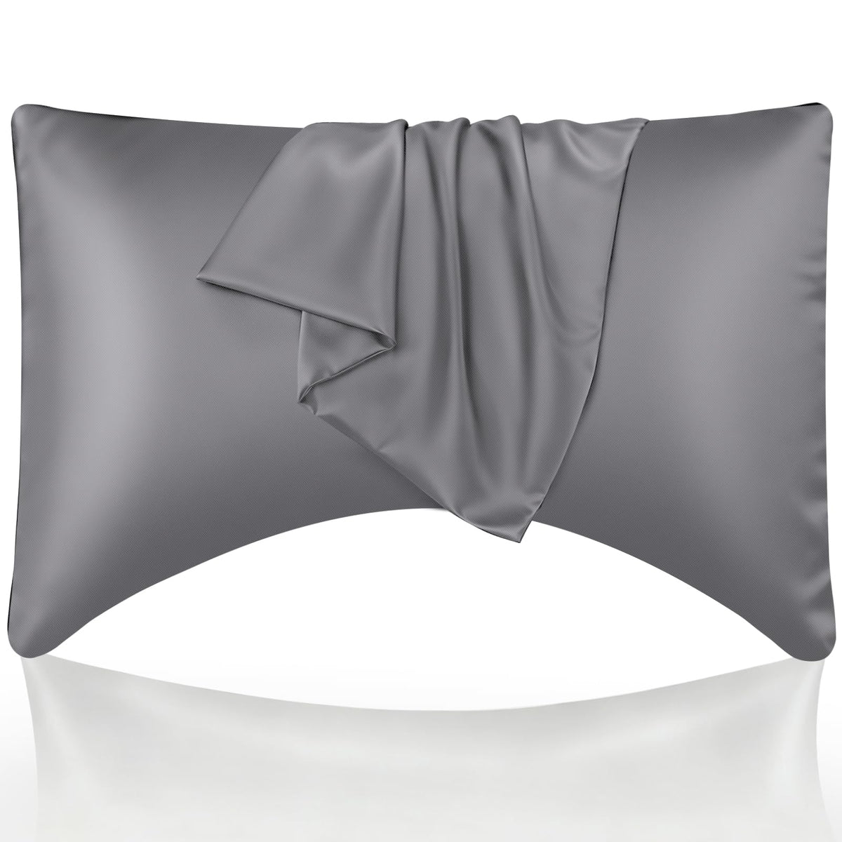 WishSmile Body Cooling Pillowcase Long Pillow Case Breathable Cool Silky Soft Rayon Derived from Bamboo Fabric, Hair and Skin Friendly, Dark Grey, 1 Pack, 20x54IN