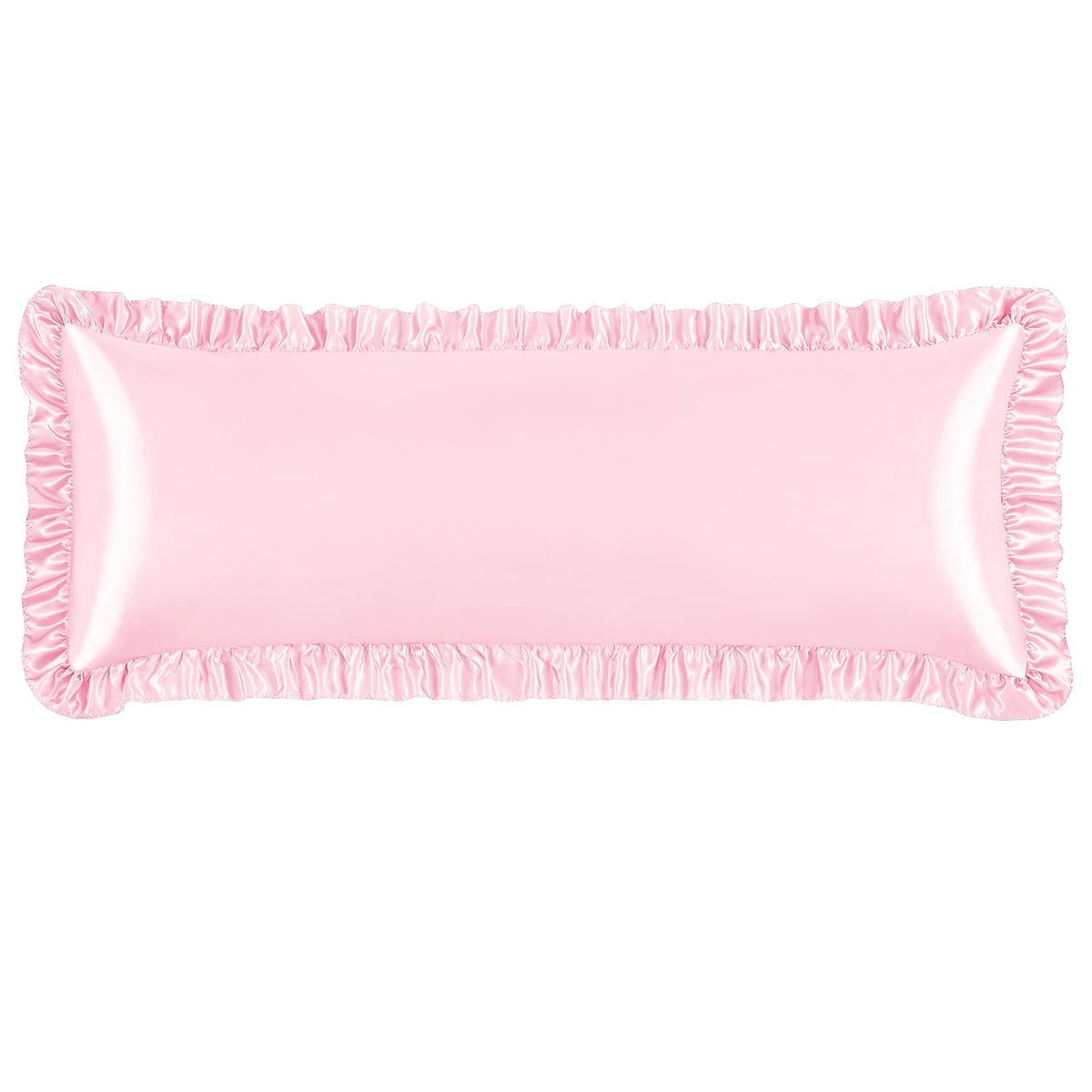 NSGZ Ruffled Satin Pillowcase Set of 2, Standard 20x26 Inch, Ivory White