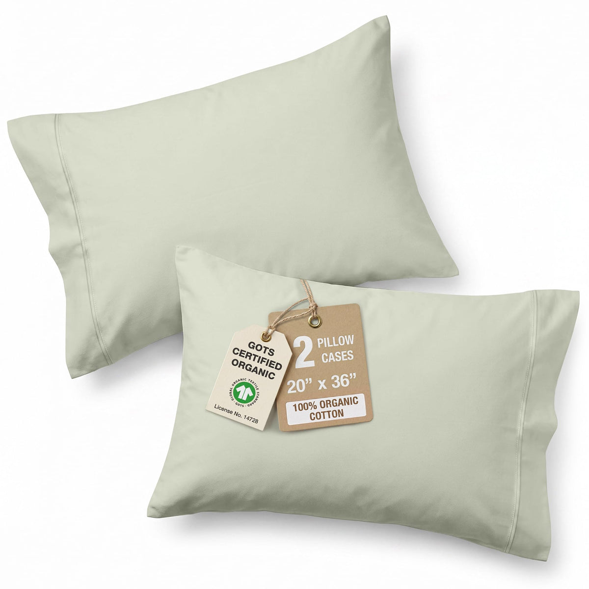 LANE LINEN 100% Organic Cotton Pillow Cases - Standard Size Set of 2 (20"x26") - Soft White Pillow Cases