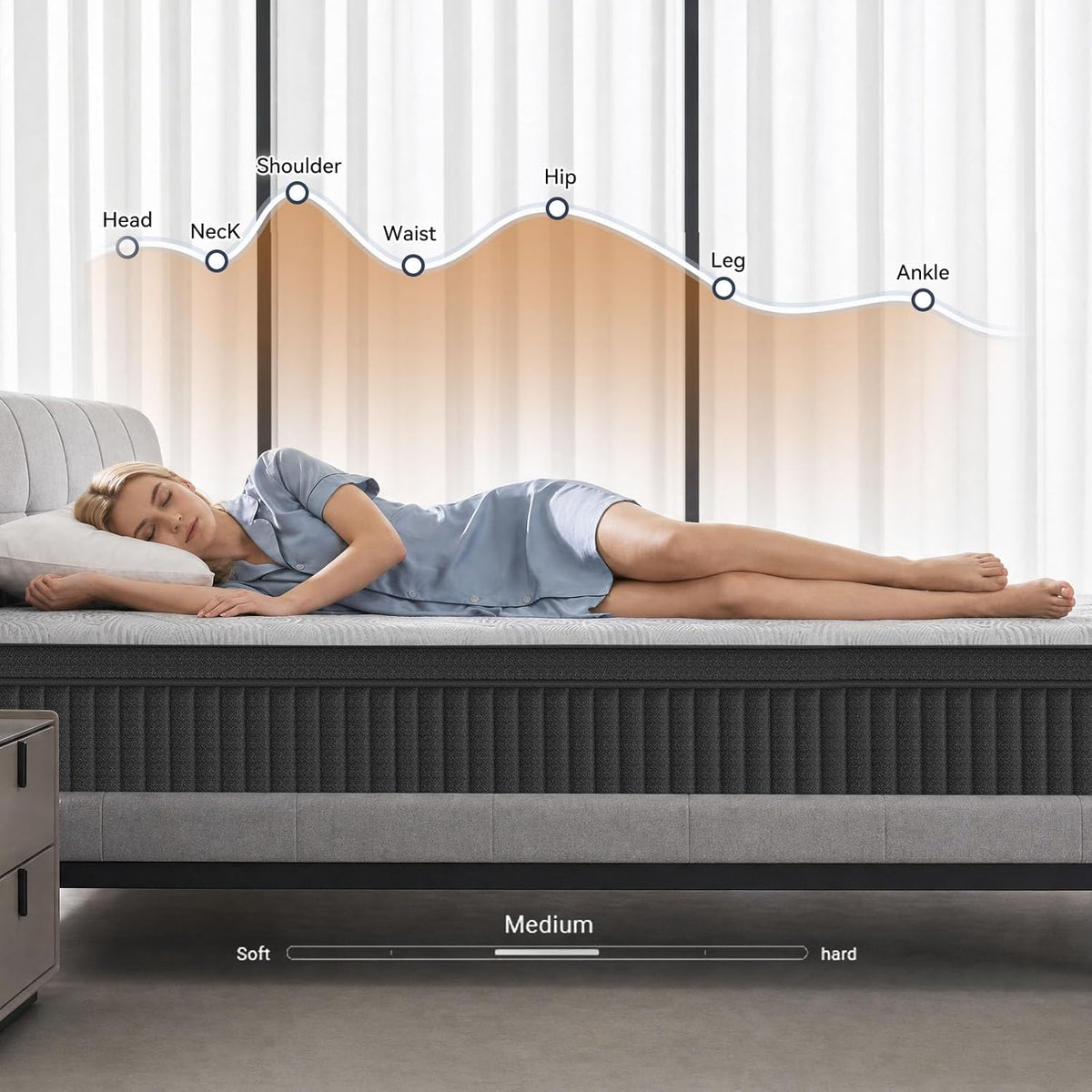 Queen Mattress, Mattress Queen Size in a Box, Queen Size Mattress 12 inch Medium Firm Colchones Queen with Individually Pocket Coils Springs, Motion Isolation, Edge Support