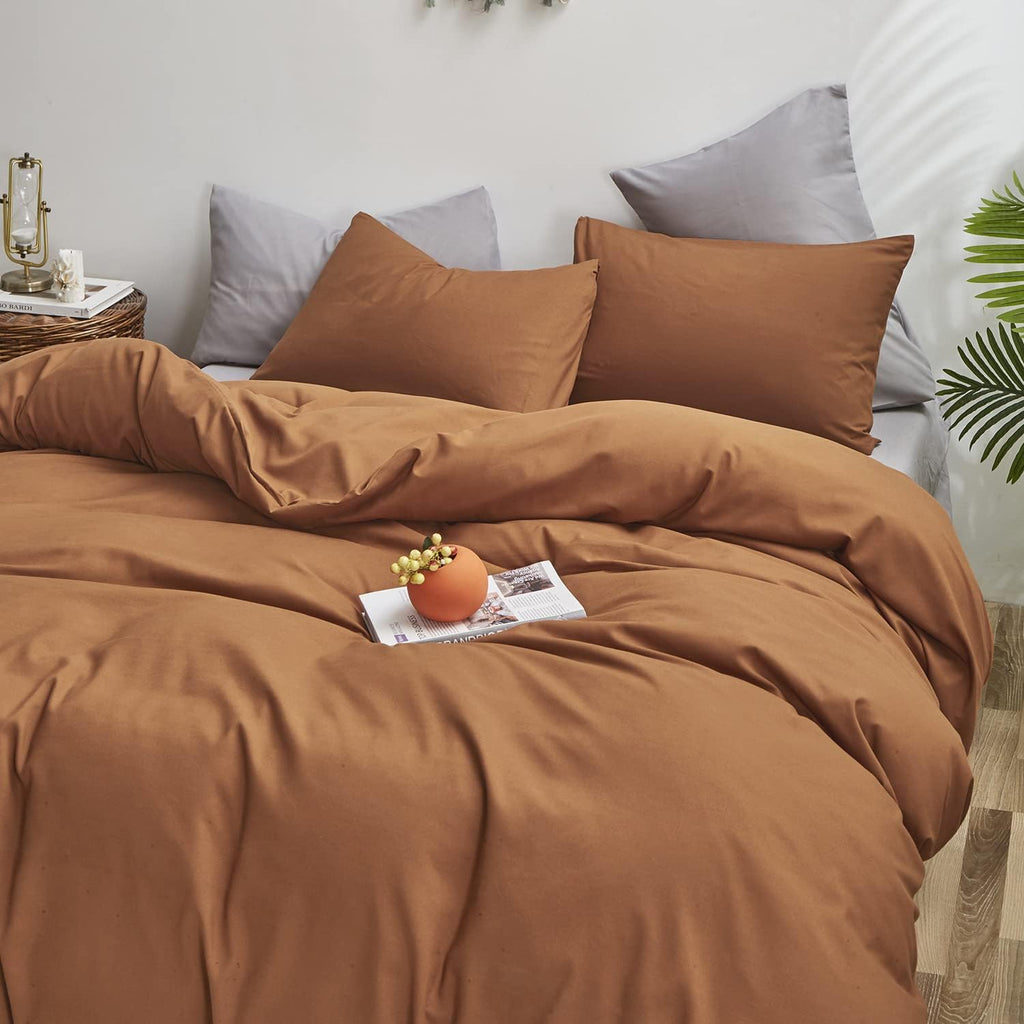 KAREVER Pumpkin Comforter Queen Pumpkin Color Bedding Set 3 Pieces Cinnamon Comforter Sets 1 Queen Comforter (90x90 inches) with 2 Pillowcases (20x26 inches)