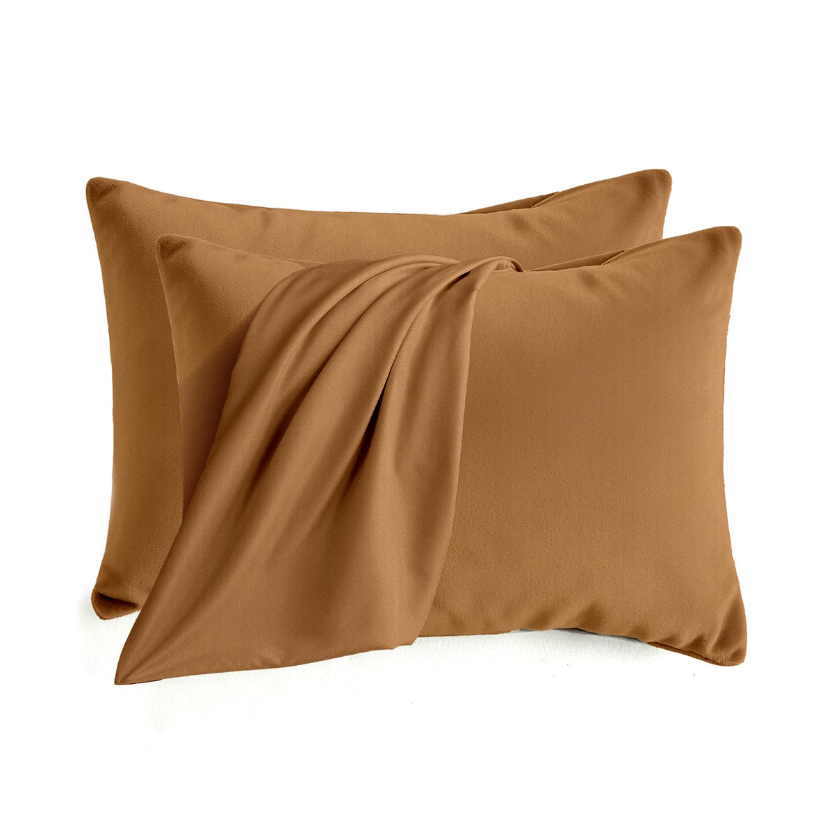 Set of 2 Brushed Microfiber Pillowcases 20x26 in Olive Green
