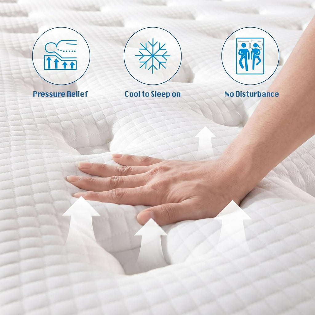 Full Size Mattress, 10 Inch Cooling Hybrid Full Mattress in a Box