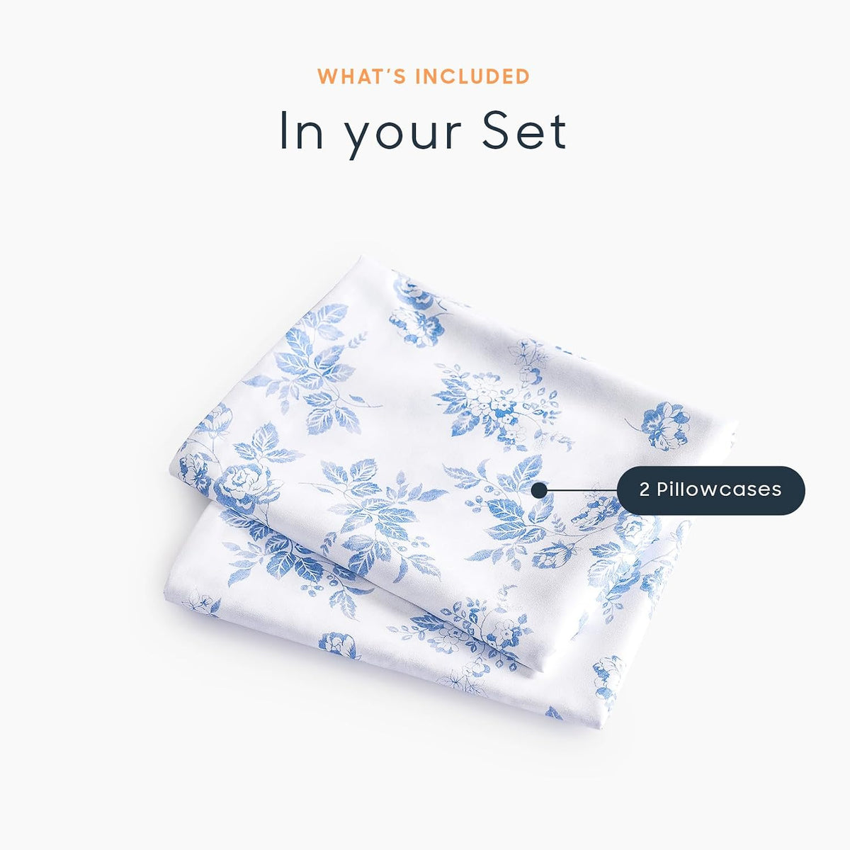 Wake In Cloud - Cottagecore Pillow Cases, Floral Shabby Chic Vintage Flower Shabby Chic Coquette Aesthetic, Set of 2 Soft Pillowcases Pillow Shams Covers, Light Blue, Standard Size 20x26 Inches