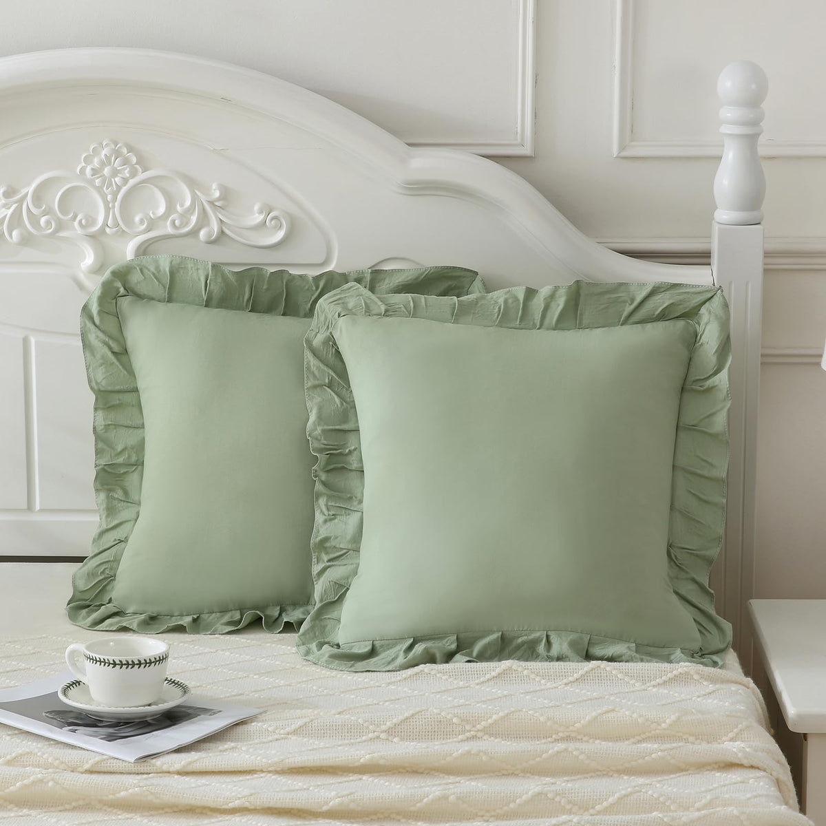 Boho White Body Pillowcase 20x54in - Ruffled Fringe Decor Sham