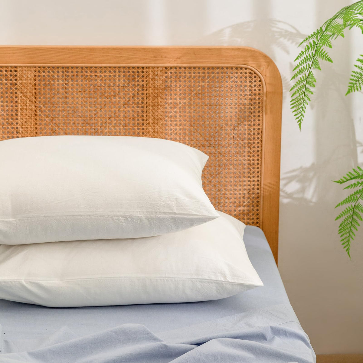 BESTOUCH Washed Cotton Pillowcases Linen Feel Olive Green Body
