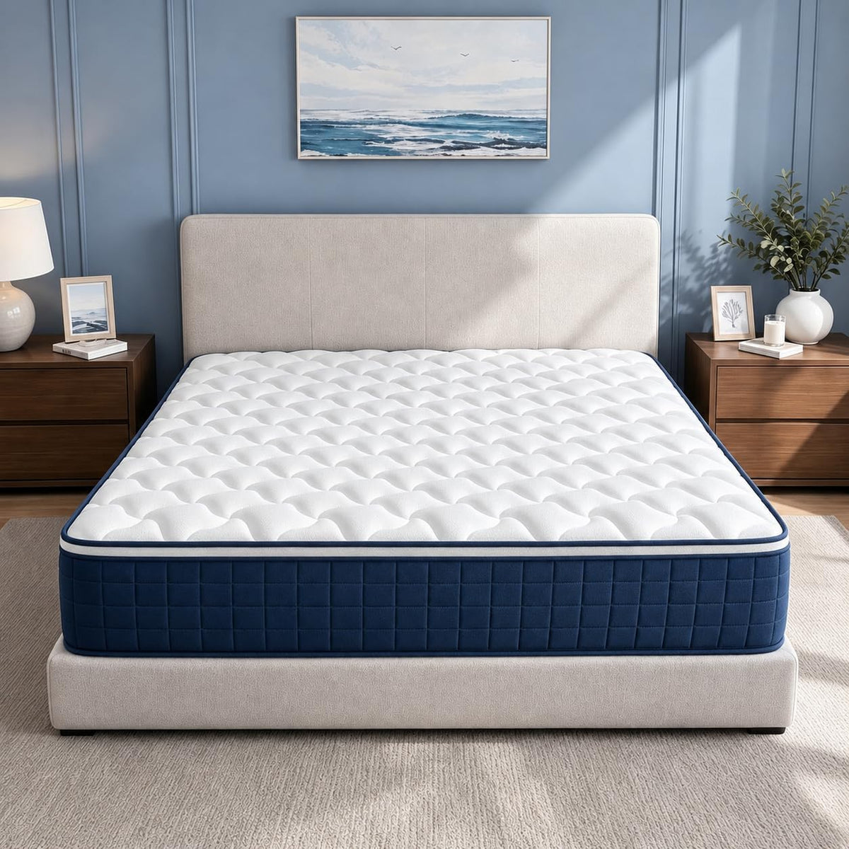 12 Inch King Size Mattress, Plush Hybrid Mattress in a Box, Individual Pocket Coils for Pressure Relief, CertiPUR‑US Certified, Vacuum‑Compressed, Fits King Bed Frame, Dimensions: 76" x 80"