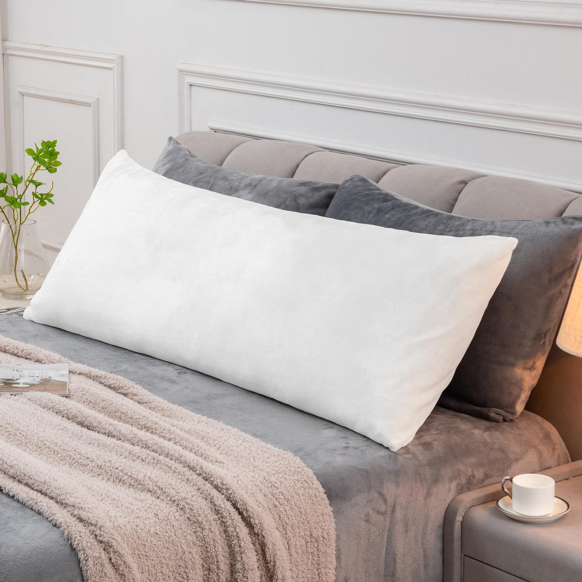 BEDELITE Body Pillow Cover with Zipper, Gray, 20x54 Inch, 1 Pack