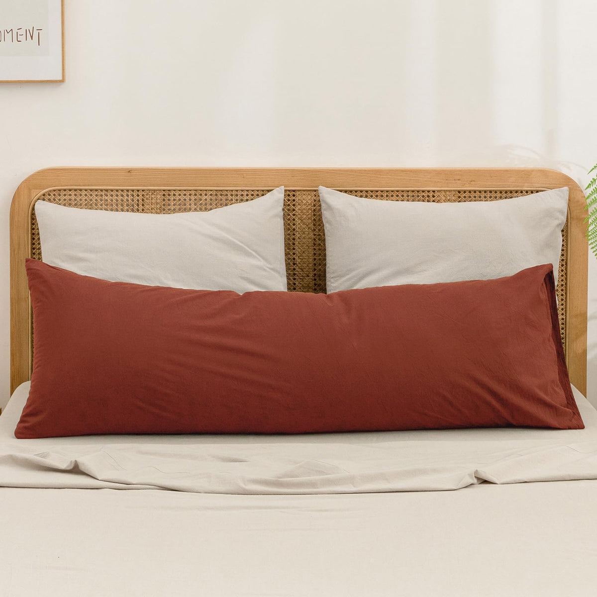 BESTOUCH Washed Cotton Pillowcases Linen Feel Olive Green Body