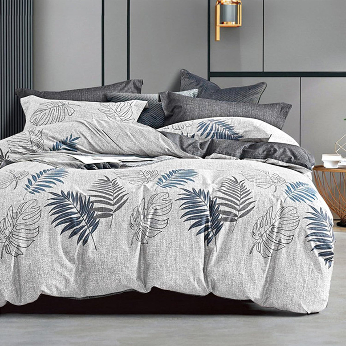 ALEISSEL Natural Cotton 3pcs Floral Comforter Sets King Size-Yellow Comforter with Pink & Yellow Flowers and Blue & Green Leaves on White, Reversible Lightweight Bedding Sets(King 104"×90")