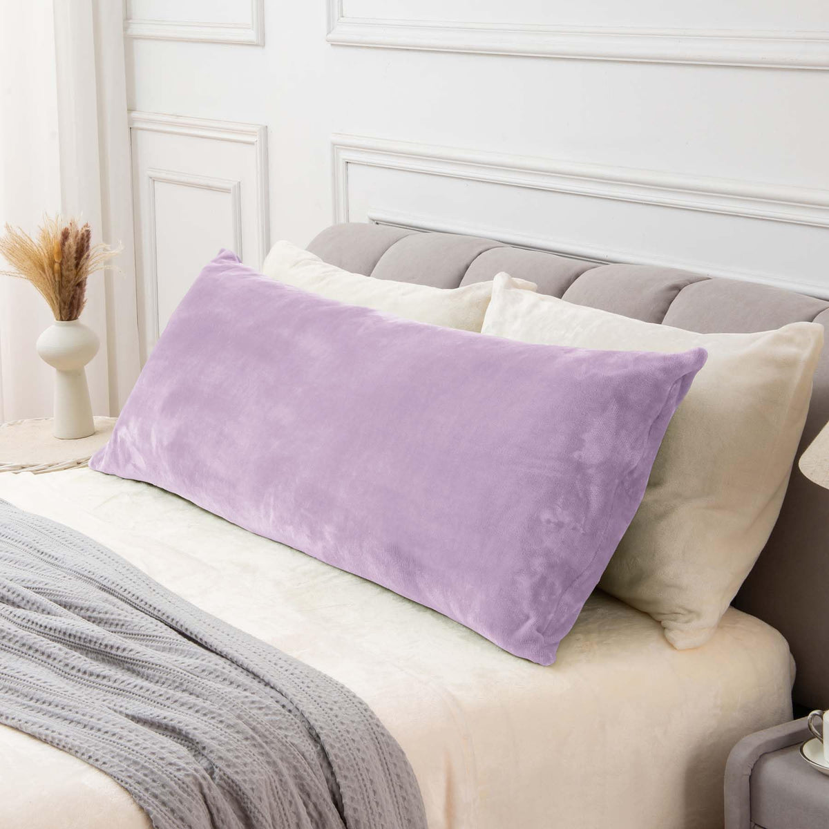 BEDELITE Body Pillow Cover with Zipper, Gray, 20x54 Inch, 1 Pack