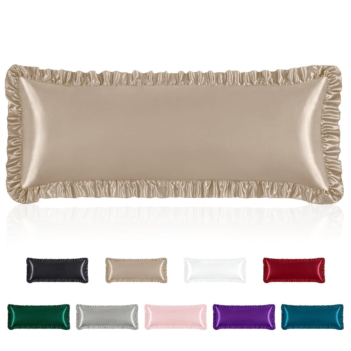 Homiest Blush Pink Ruffle Satin Pillowcase Set of 2, Standard