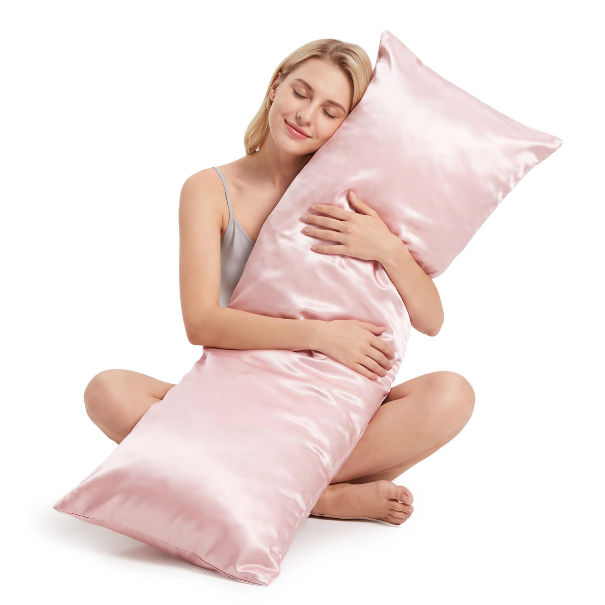 Satin Pillowcases 2 Pack, Standard Size 20"X 26", Champagne White