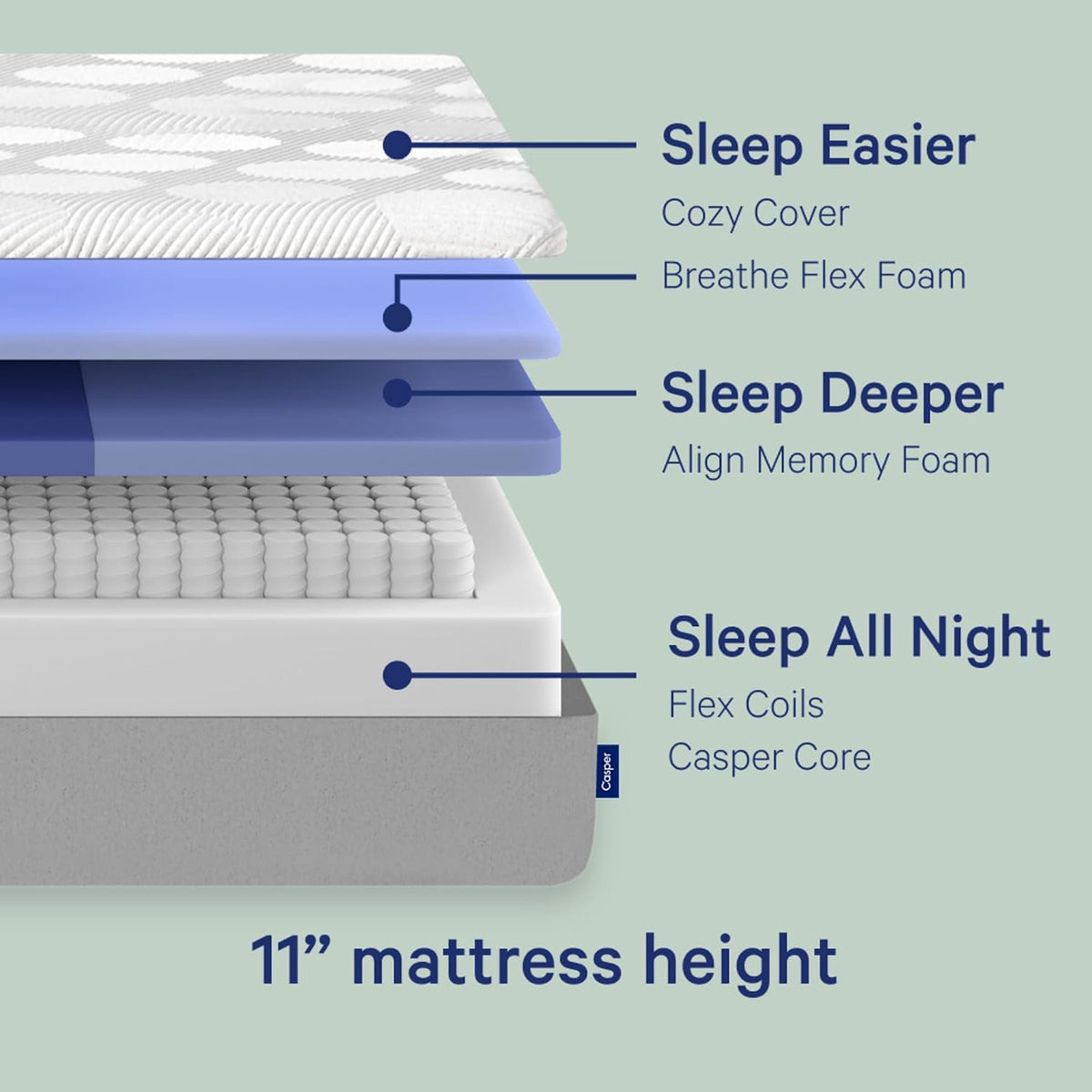 Casper Sleep Original 11" Hybrid Queen Mattress – Medium Feel