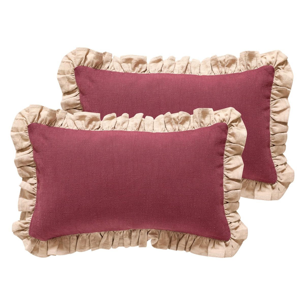 patdrea Vintage Green Linen Throw Pillow Covers,Set of 2,18"x18"-Kubum