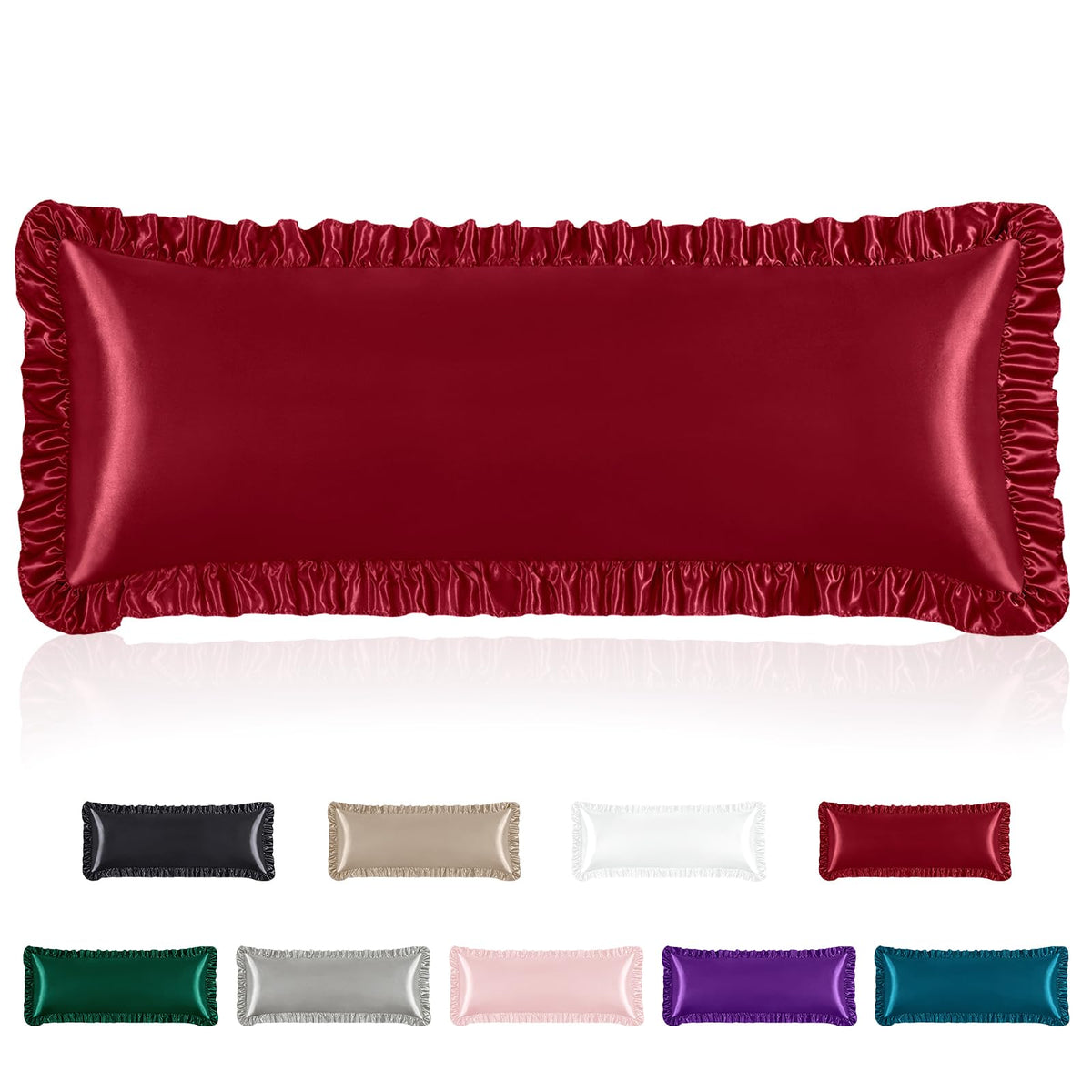 Homiest Blush Pink Ruffle Satin Pillowcase Set of 2, Standard