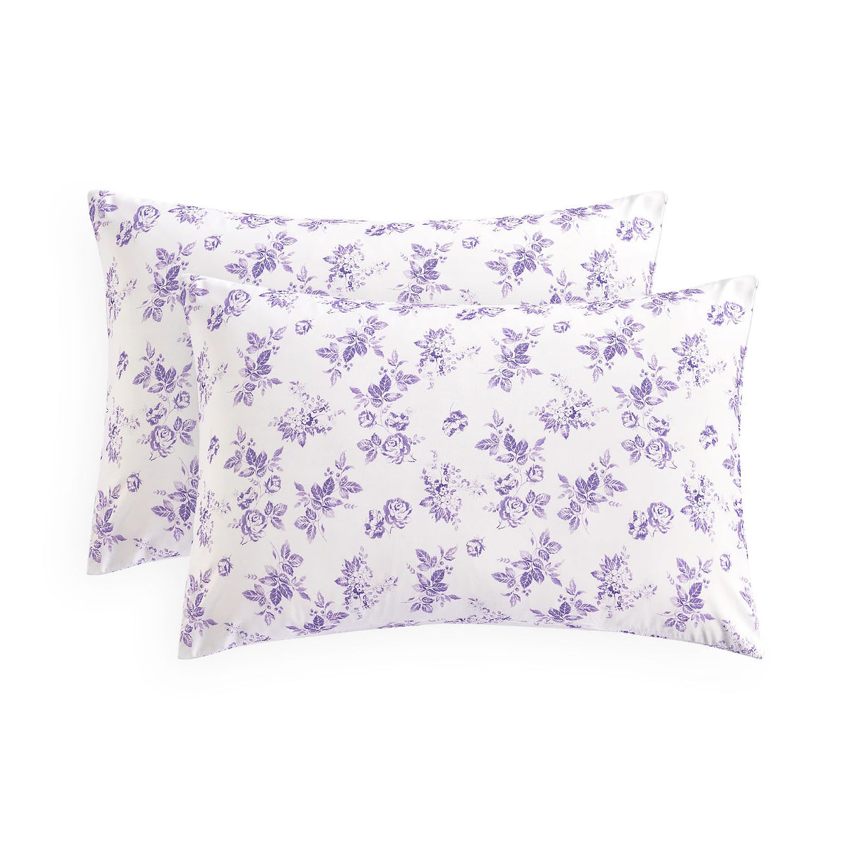 Wake In Cloud - Cottagecore Pillow Cases, Floral Shabby Chic Vintage Flower Shabby Chic Coquette Aesthetic, Set of 2 Soft Pillowcases Pillow Shams Covers, Light Blue, Standard Size 20x26 Inches