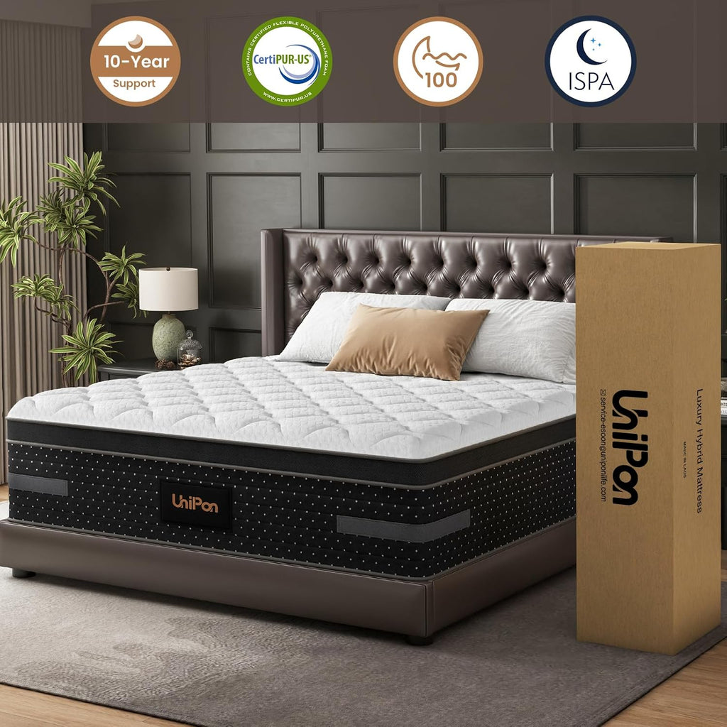 Firm King Mattress, 14 Inch Hybrid Mattresses Hotel Collection with Back & Hip Support, Deep Sleep & Zoned Support, Fiberglass-Free and CertiPUR-US Certified, 365-Night Trial, 10 Years Warranty