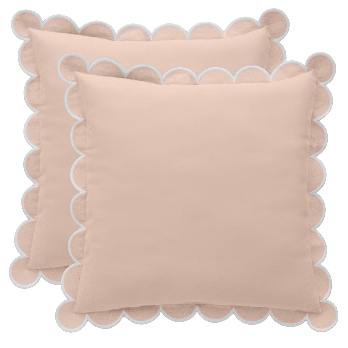 BEBE BASK Scalloped Pillow Cover Set of 2, 18x18, Cotton - Natural