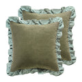 patdrea Vintage Green Linen Throw Pillow Covers,Set of 2,18"x18"-Kubum