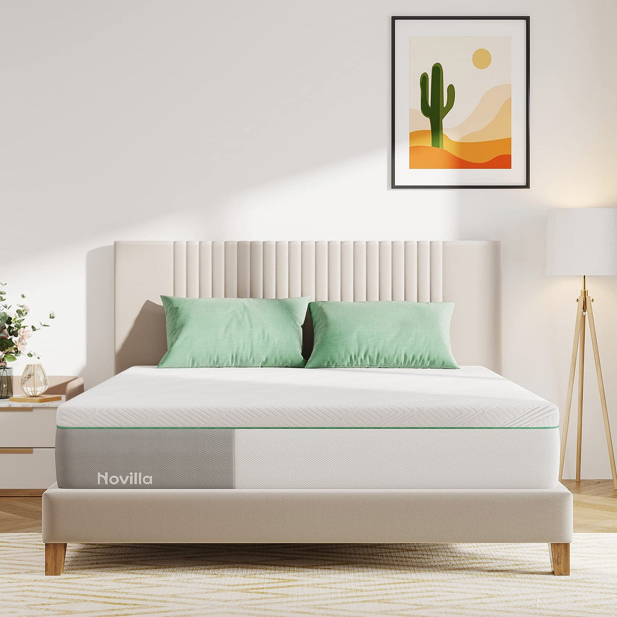 Novilla 10 Inch Queen Size Mattress, Hypoallergenic & Back Pain Relief, Hybrid Queen Mattresses in a Box with Smarts Coils, Fiberglass Free CertiPUR-US Certified Colchones No Box Spring Needed