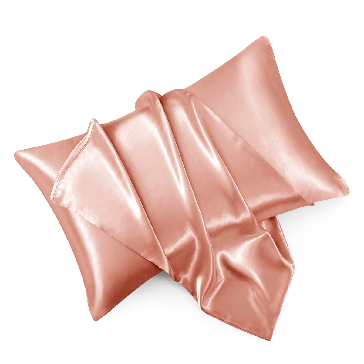 Blush Pink Satin Pillowcase Standard Set of 2 with Envelope Closure，Blush Pink Silk Pillowcase for Hair and Skin (20x26)