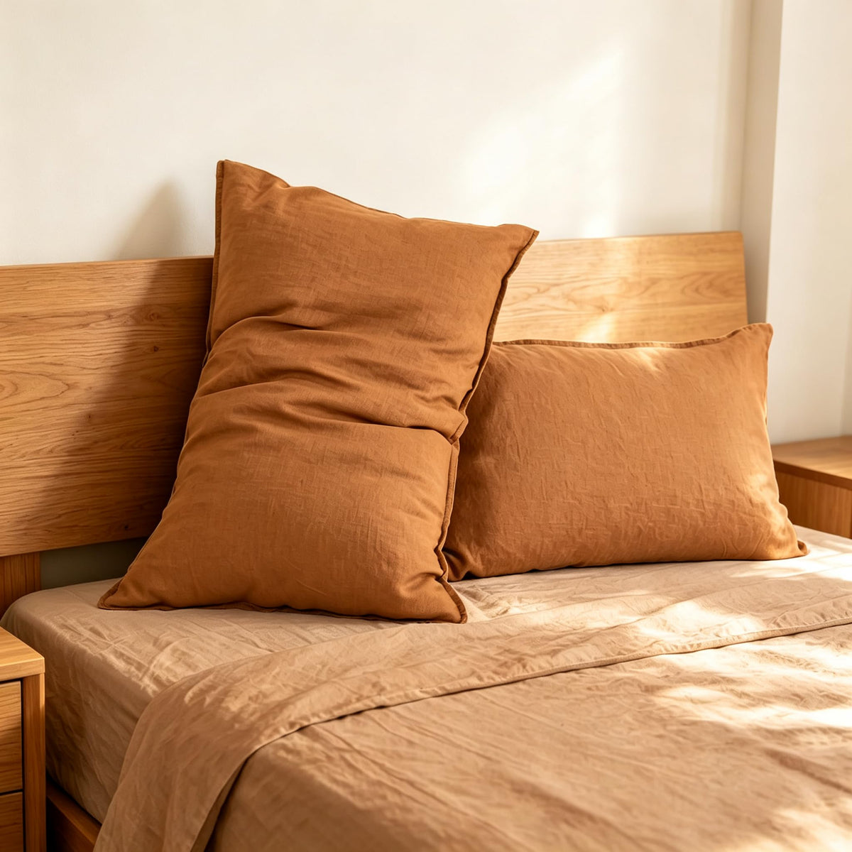 Simple&Opulence 100% French Linen Pillowcase Queen Size-Set of 2- Washed Solid Color Pillow Cases Embroidered -Soft and Durable (Linen, 20''x30'')