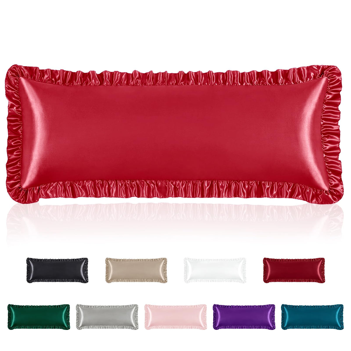 Homiest Blush Pink Ruffle Satin Pillowcase Set of 2, Standard