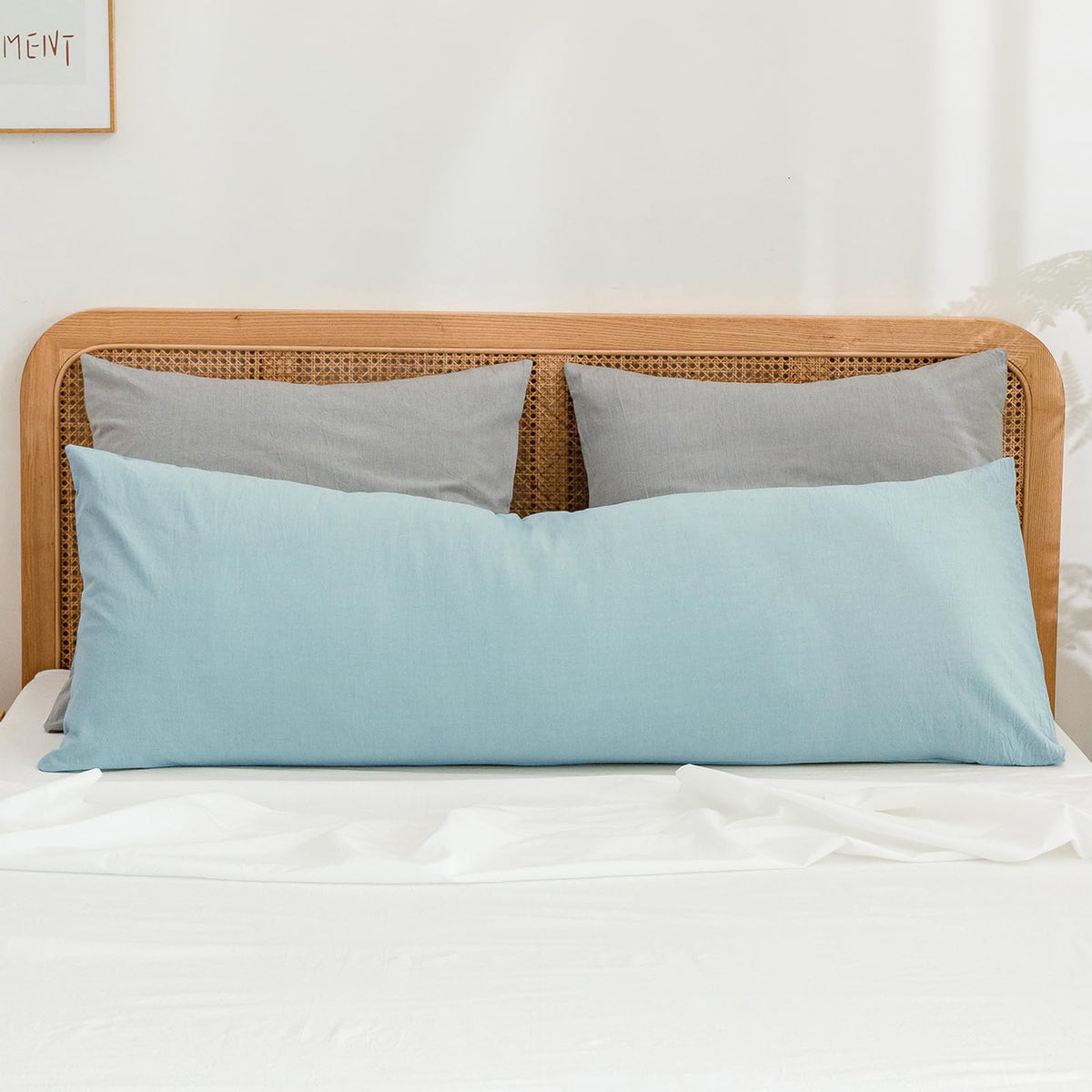 BESTOUCH Washed Cotton Pillowcases Linen Feel Olive Green Body