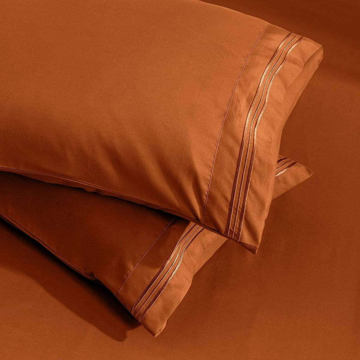 Aormenzy Microfiber Pillow Cases, Standard Size, Burnt Orange, Set of 2
