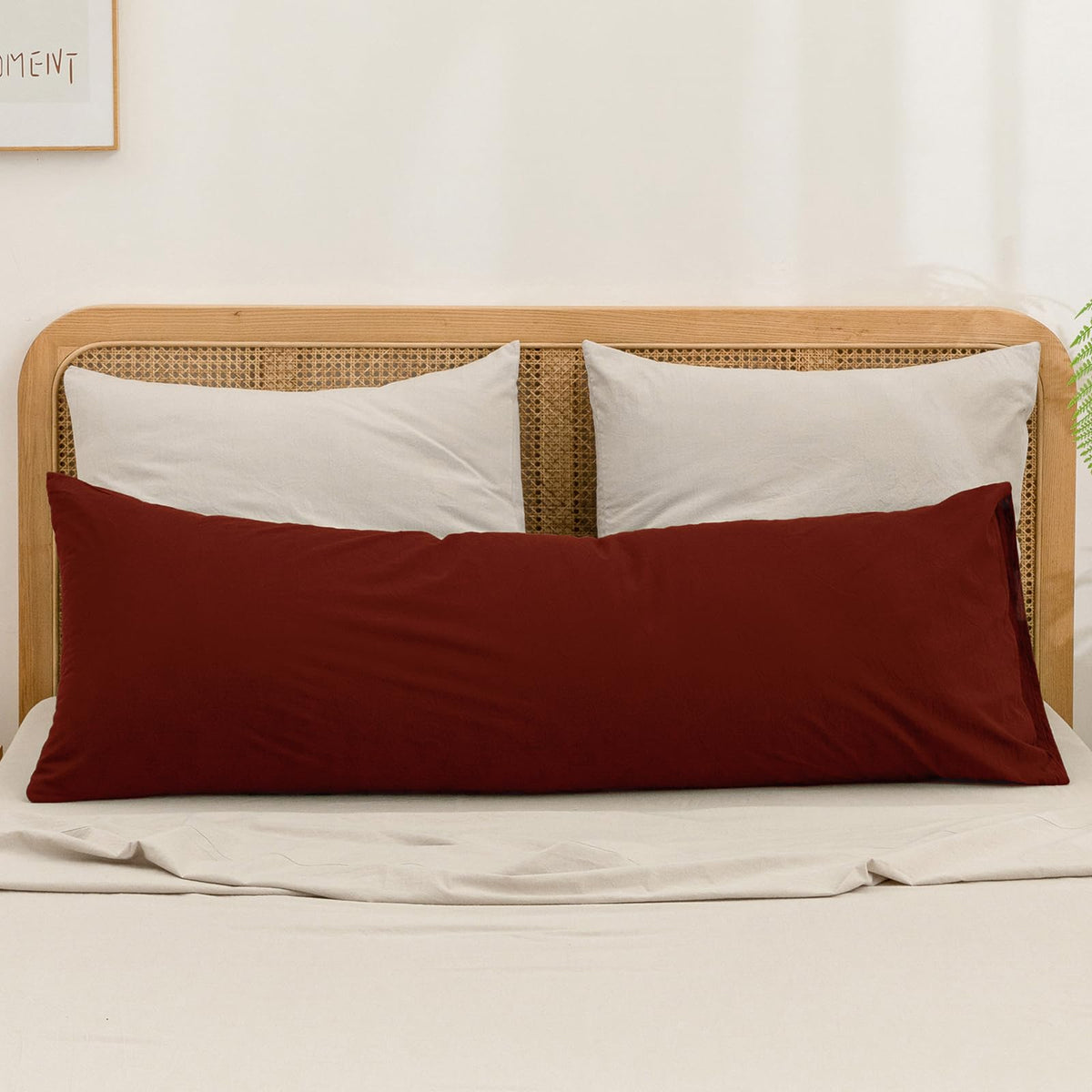 BESTOUCH Washed Cotton Pillowcases Linen Feel Olive Green Body