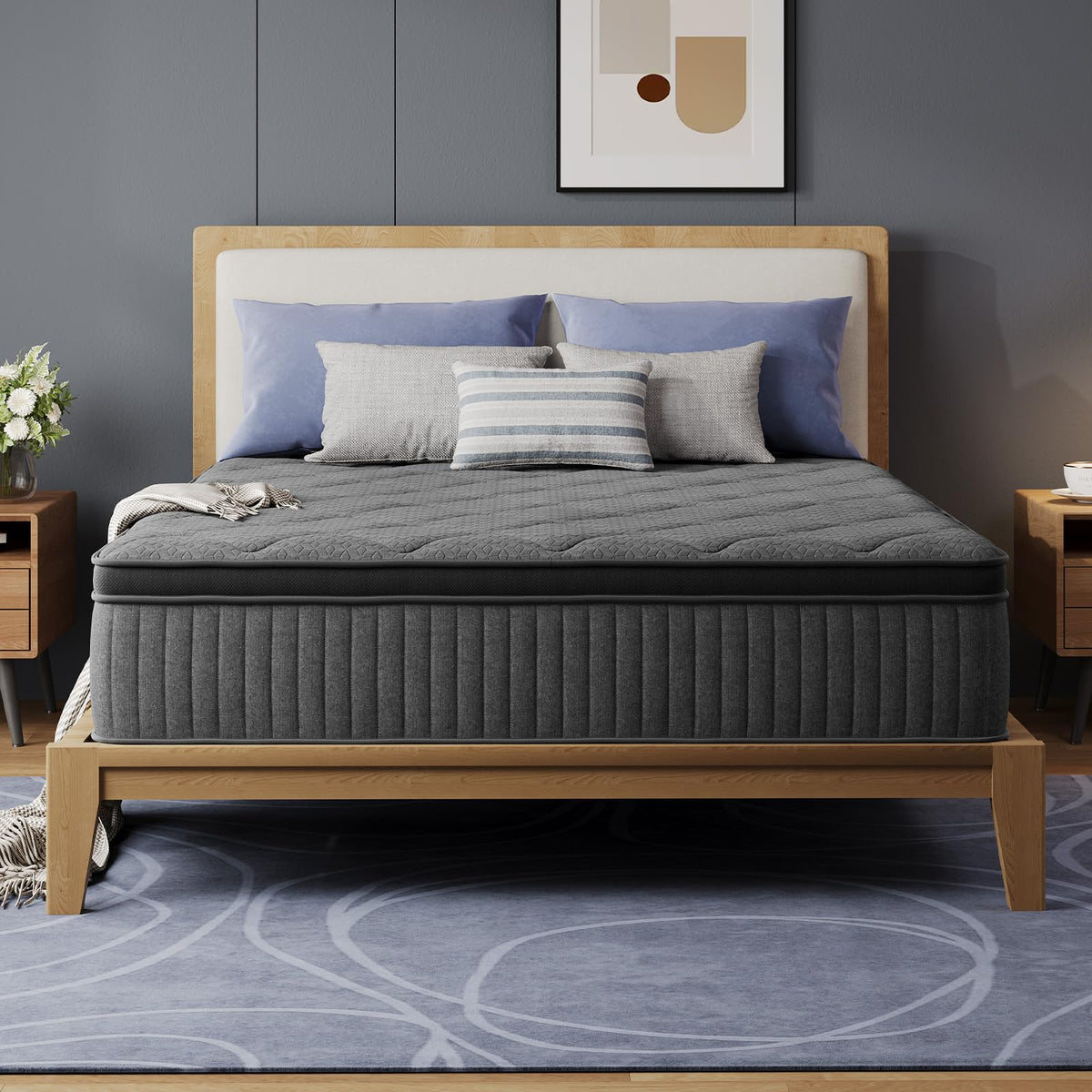 Avenco 10 Inch Queen Mattress, Medium Firm Hybrid Mattress in a Box