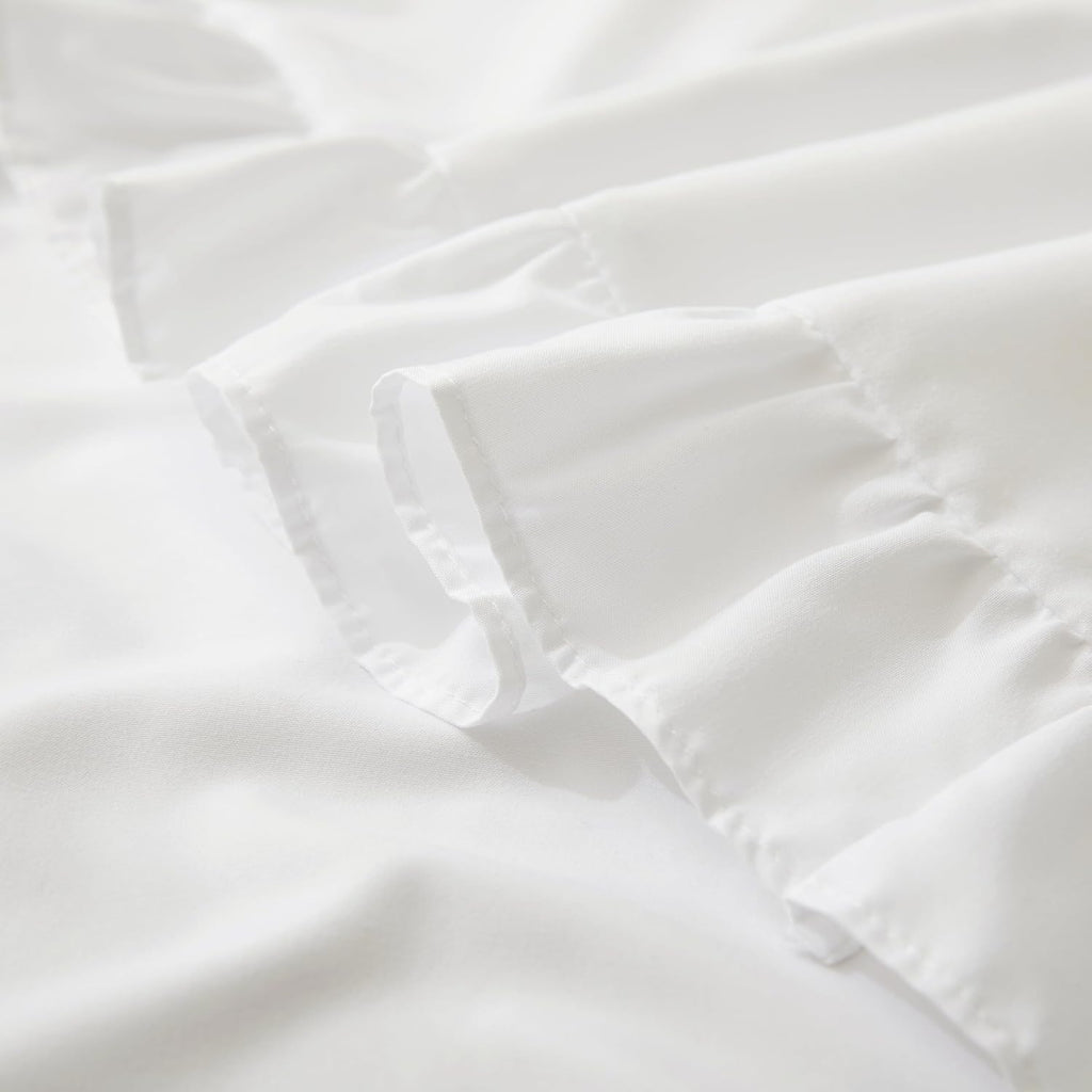 KKJIAF Ruffle Pillow Cases King Size Set of 2, White