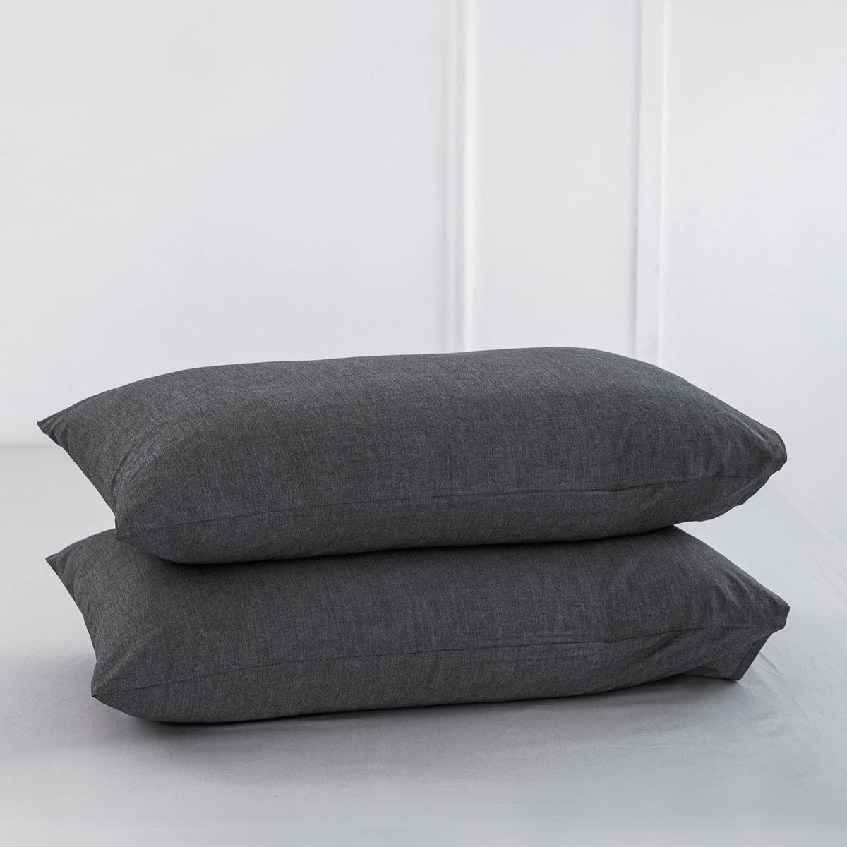 MOOMEE Pillowcase Set of 2 100% Washed Cotton Linen-Like King