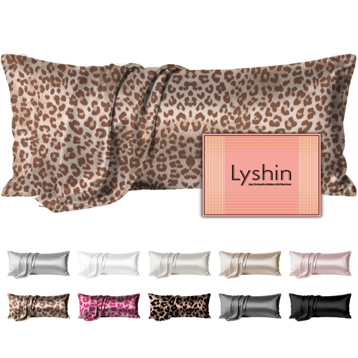 LYSHIN Silk Pillow Cases 2 Pack Standard Size with Zipper, Champagne