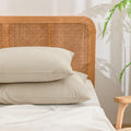 BESTOUCH Washed Cotton Pillowcases Linen Feel Olive Green Body