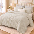 CozyLux Fleece Queen Comforter Set, 3 Piece Winter Warm Black Bedding