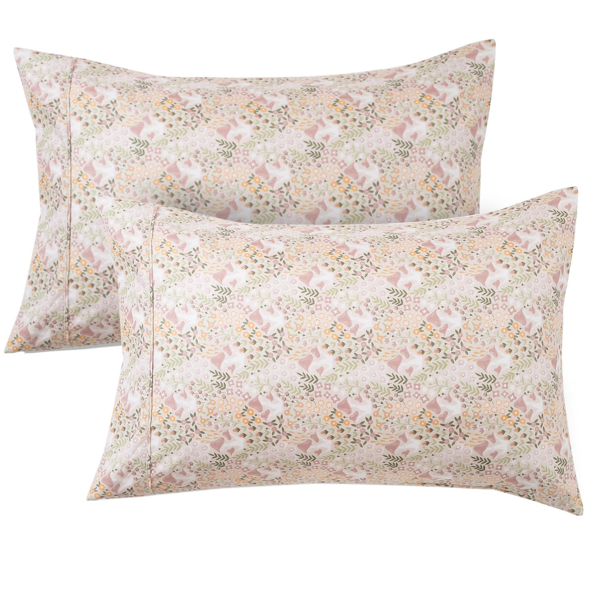 Queen Pillow Cases Set of 2, Ultra Soft Wrinkle-Free Microfiber Pillow Covers with Open-end Closure, Fade/Stain/Shrink Resistant, Machine Washable, Butterfly Garden Print, 20"x30" Queen Size