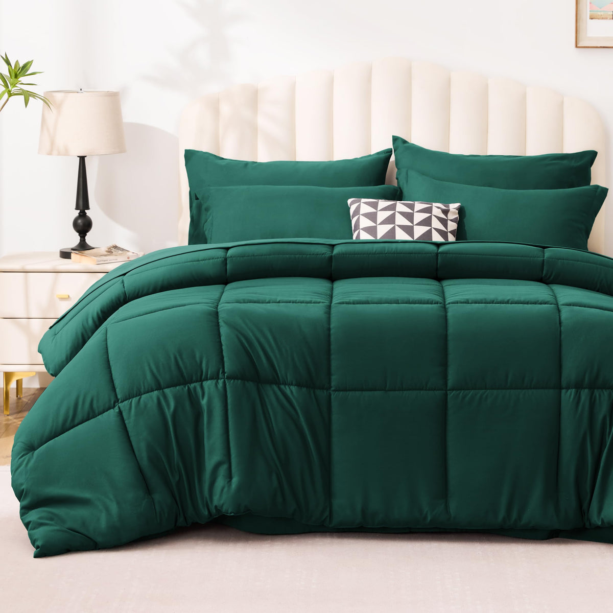 Love's cabin Full Comforter Set Black, 7 Pieces Full Bed in a Bag, All Season Bedding Sets with 1 Comforter, 1 Flat Sheet, 1 Fitted Sheet, 2 Pillowcase and 2 Pillow Sham