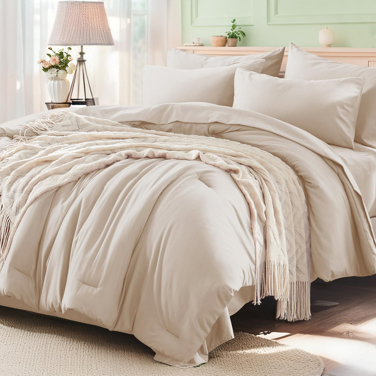 Anluoer Full Size Comforter Sets, 7 Piece Bed in a Bag Full Bedding Sets