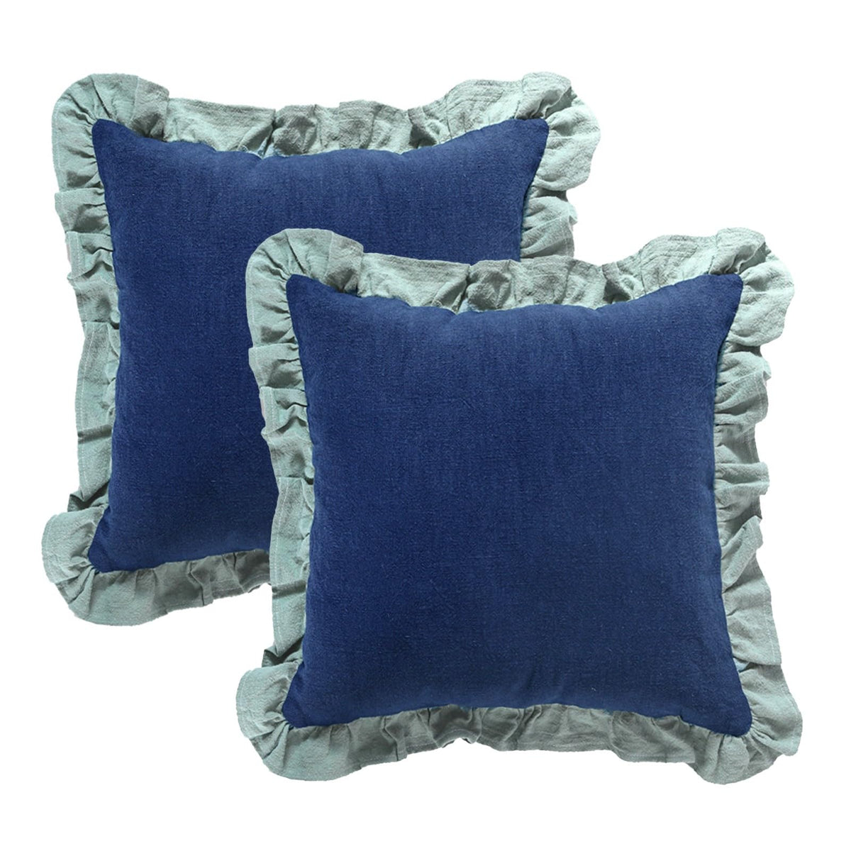 patdrea Vintage Green Linen Throw Pillow Covers,Set of 2,18"x18"-Kubum