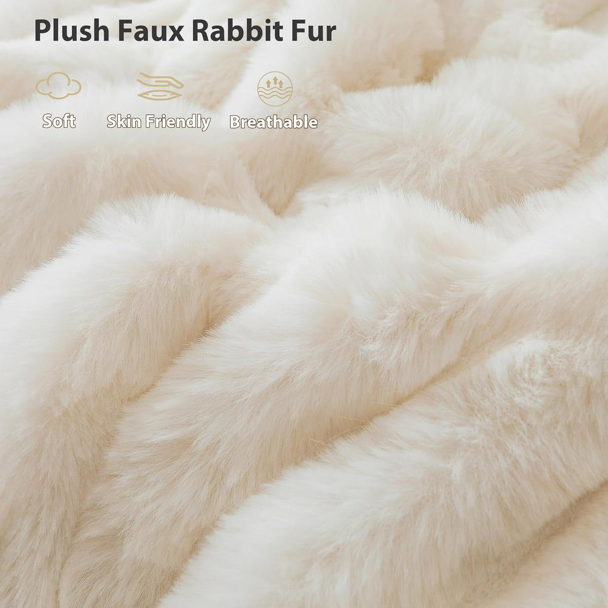 LIFEREVO 2 Pack Fluffy Faux Rabbit Fur Standard Pillow Cases, Beige
