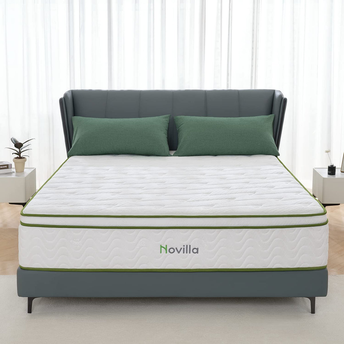 Novilla 14 Inch California King Mattress, Hypoallergenic & Back Pain Relief, Cal King Mattresses in a Box with Smarts Coils, Fiberglass Free CertiPUR-US Certified Colchones Cal No Box Spring Needed