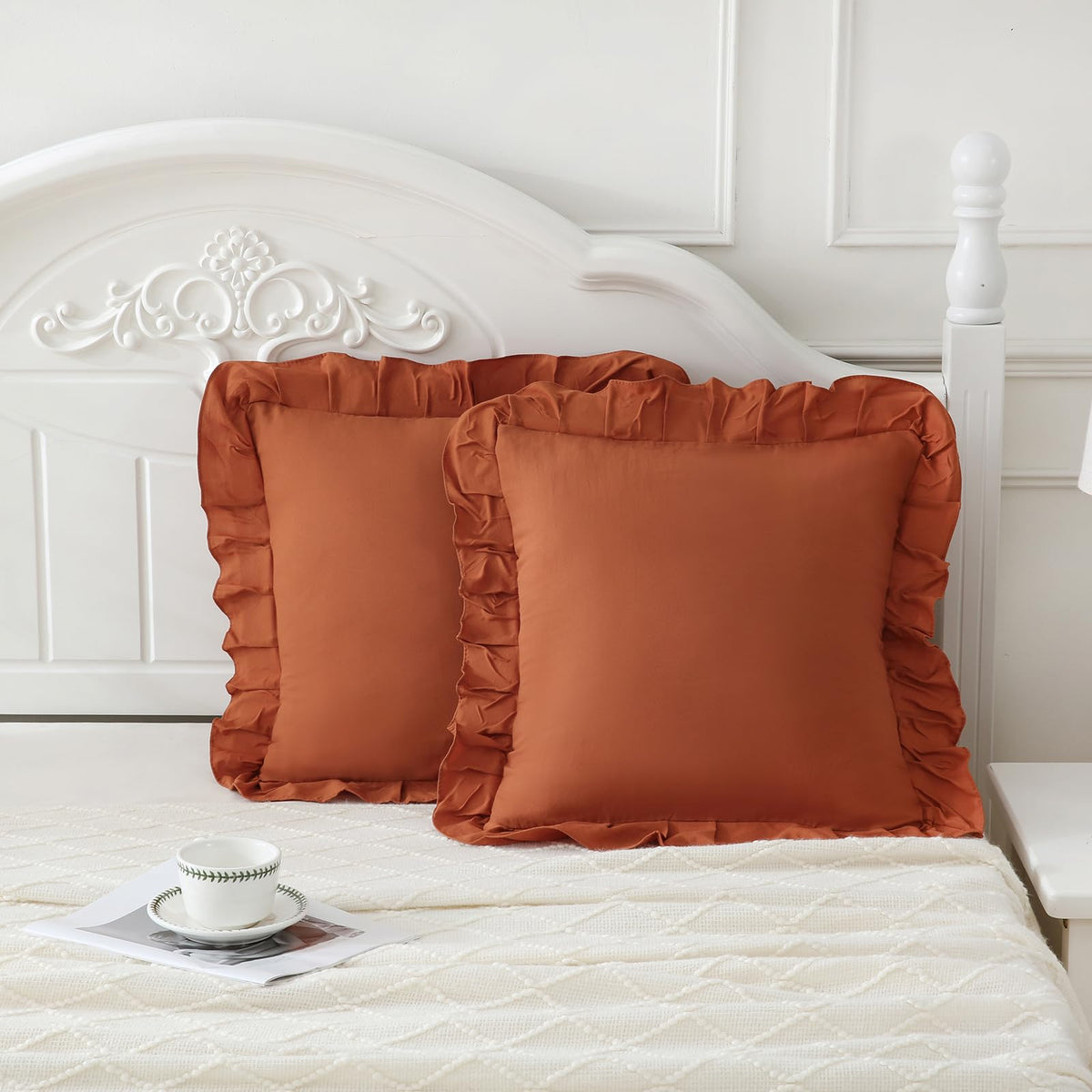 Boho White Body Pillowcase 20x54in - Ruffled Fringe Decor Sham