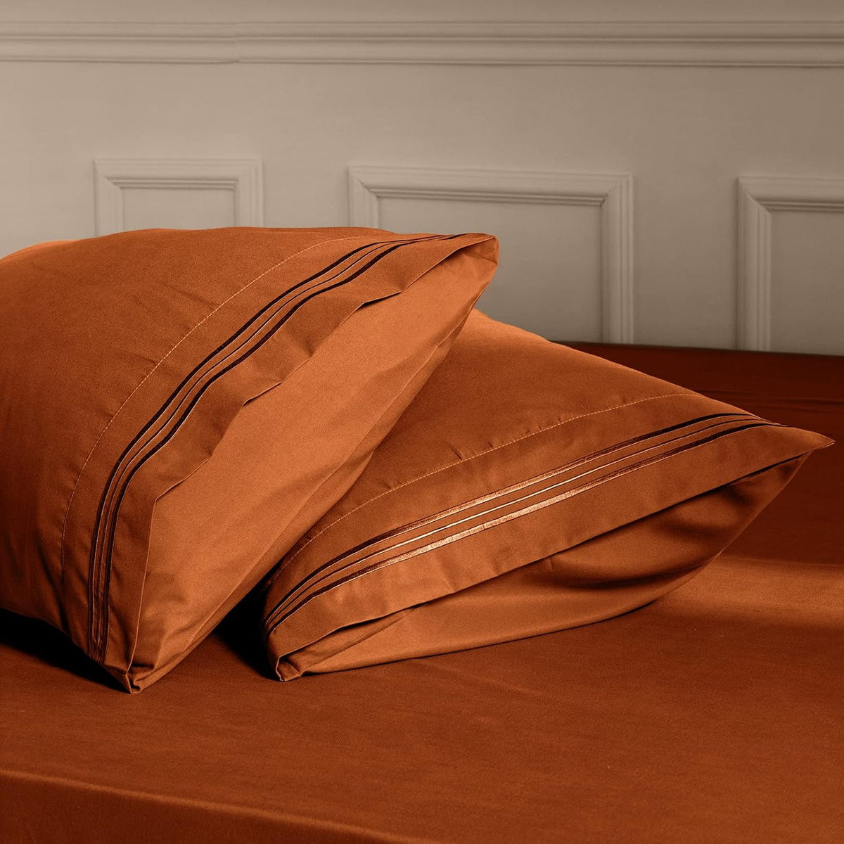 Aormenzy Microfiber Pillow Cases, Standard Size, Burnt Orange, Set of 2