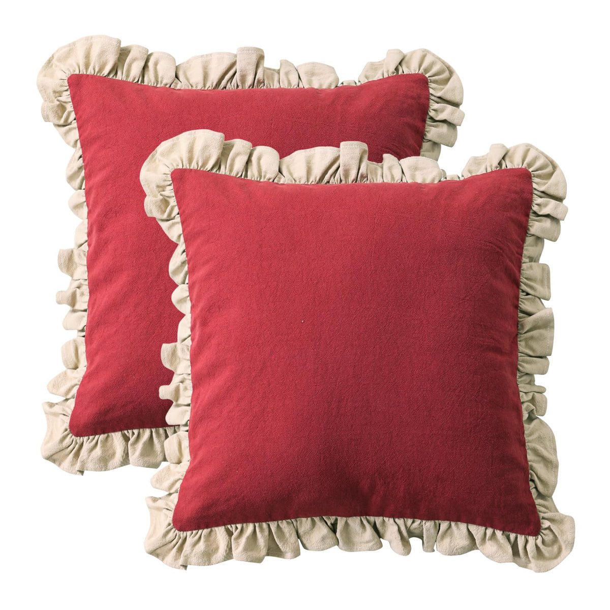 patdrea Vintage Green Linen Throw Pillow Covers,Set of 2,18"x18"-Kubum