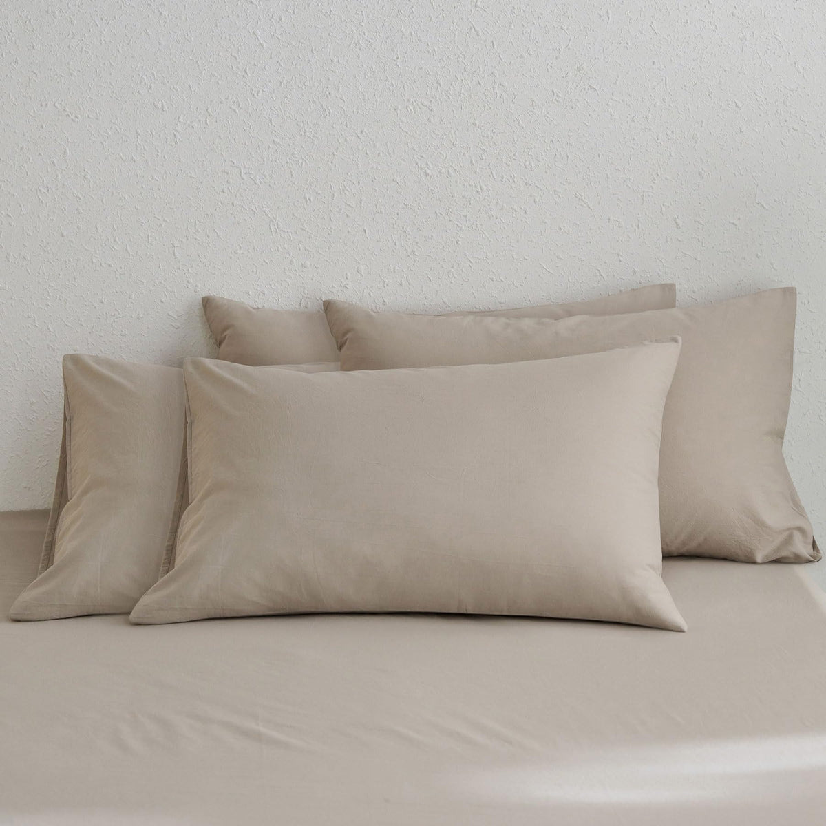 MOOMEE Pillowcase Set of 2 100% Washed Cotton Linen-Like King