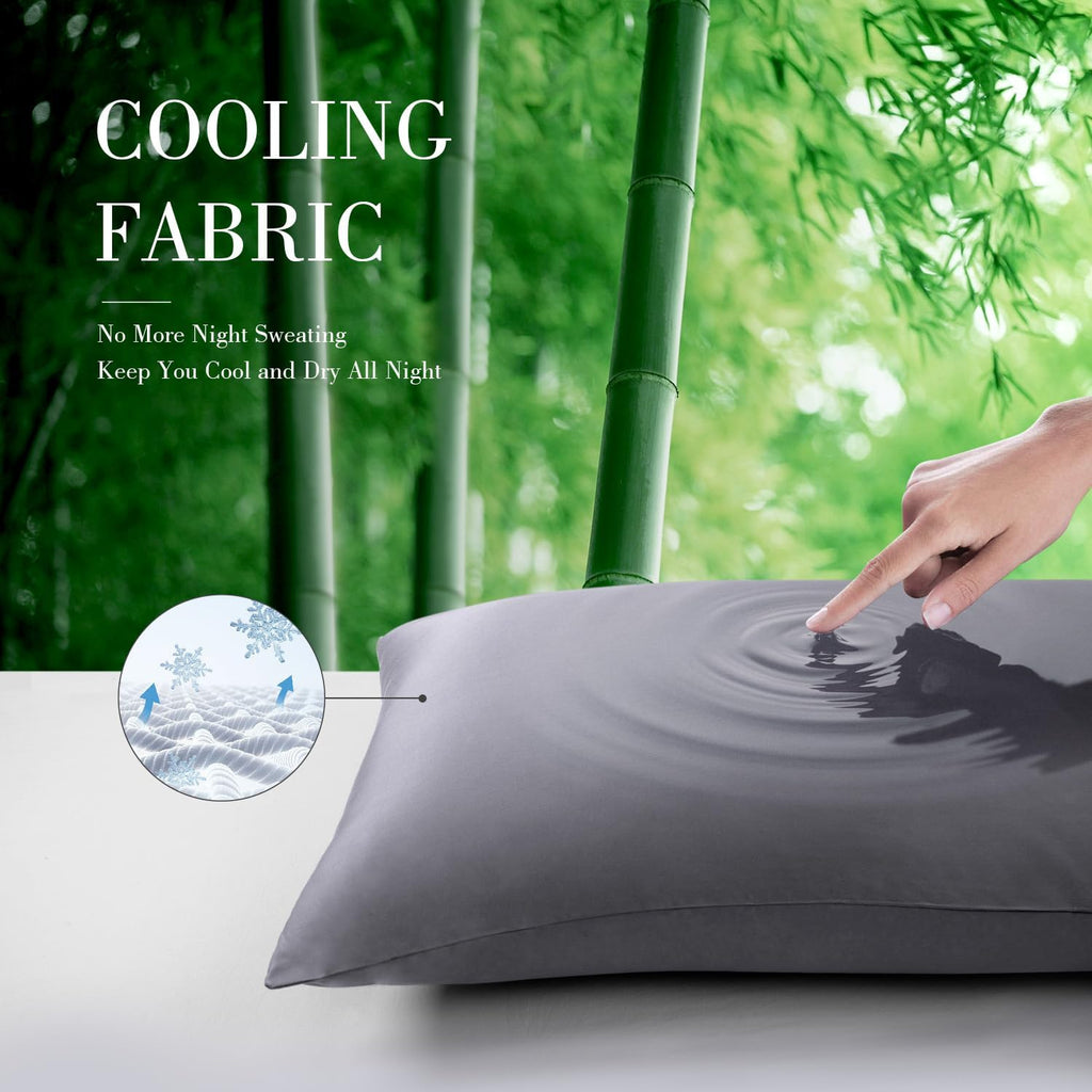 WishSmile Body Cooling Pillowcase Long Pillow Case Breathable Cool Silky Soft Rayon Derived from Bamboo Fabric, Hair and Skin Friendly, Dark Grey, 1 Pack, 20x54IN